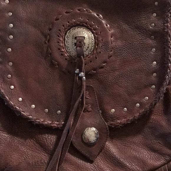 Custom Brown Leather Fringe Crossbody Purse - Picture 3 of 8